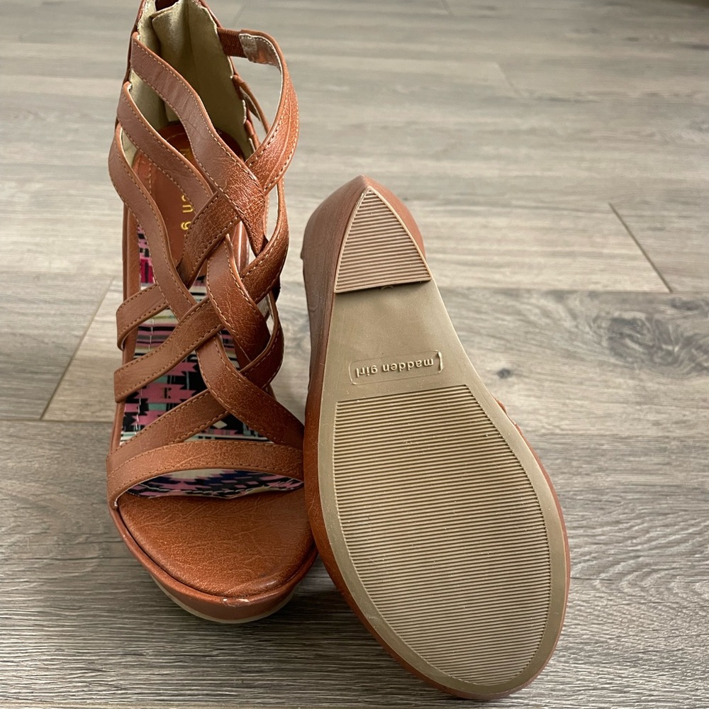 Madden Girl Brown Wedge Sandals, Size 8